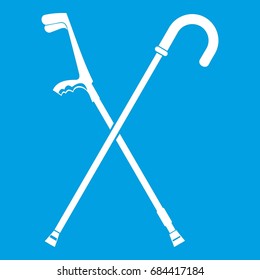 Walking cane icon white