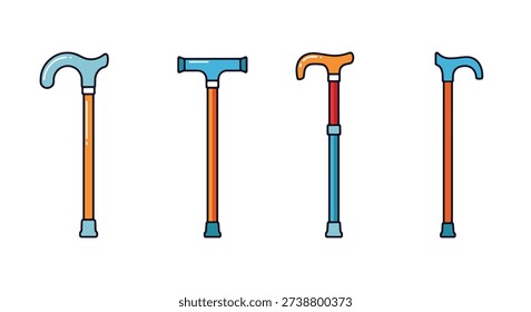 Walking Cane Line modern smooth tone vector