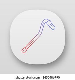 Walking cane, stick app icon. Mobility aid device for disabled people. Senior, elderly person walking assistance. UI/UX user interface. Web or mobile applications. Vector isolated illustrations