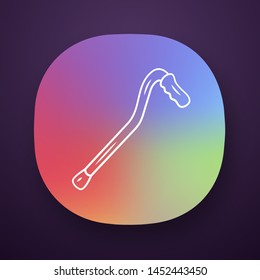 Walking cane, stick app icon.  Mobility aid device for disabled people. Senior, elderly person walking assistance. UI/UX user interface. Web or mobile application. Vector isolated illustration