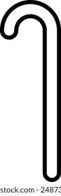 Walking Cane Stick Crutch flat black vector icon.