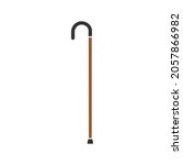 Walking cane vector icon on white background. Line art walking cane icon. Simple vector illustration. 