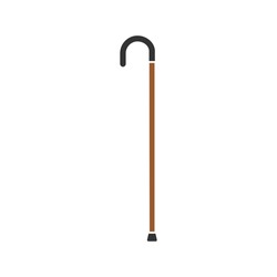 Walking cane vector icon on white background. Line art walking cane icon. Simple vector illustration. 