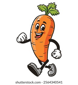 Walking Carrot,  Cartoon Character Mascot Illustration Vector Clip-art Hand-drawn Logo Design