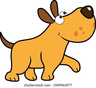 Walking Cartoon Dog vector illustration isolated in white background