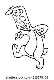 Walking cartoon dog, vector illustration