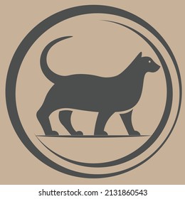 walking cat icon or cat clinic symbol