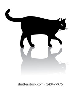 Walking Cat Silhouette. EPS 10 Vector, Grouped For Easy Editing. No Open Shapes Or Paths.