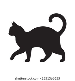 Icono de Vector de gato caminando. Símbolo de la silueta del gato. Signo de estilo lineal para concepto móvil y Diseño web. Ilustración del logotipo de los animales de casa. Gráficos del Vector