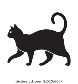 Icono de Vector de gato caminando. Símbolo de la silueta del gato. Signo de estilo lineal para concepto móvil y Diseño web. Ilustración del logotipo de los animales de casa. Gráficos del Vector