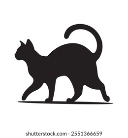 Icono de Vector de gato caminando. Símbolo de la silueta del gato. Signo de estilo lineal para concepto móvil y Diseño web. Ilustración del logotipo de los animales de casa. Gráficos del Vector