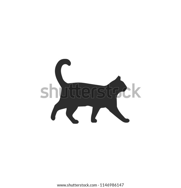 歩く猫のベクター画像アイコン 猫のシルエット記号 モバイル