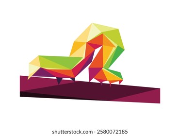 Walking Caterpillar in polygonal vector illustration. Colorful low poly abstract vector of caterpillar. Worm Colorful abstract polygonal logo