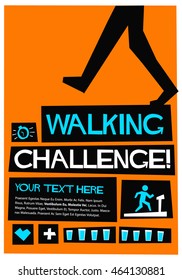 Walking Challenge! (Flat Style Vector Illustration Health Quote Poster Design) With Text Box