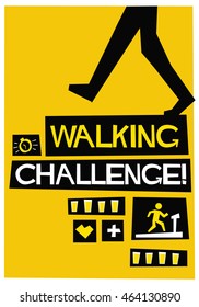 Walking Challenge! (Flat Style Vector Illustration Health Quote Poster Design)