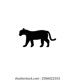 Walking cheetah silhouette isolated on white background.  Vector illustration of cheetah in pose actions. Silhouette of cheetah.