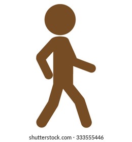 Walking Child vector icon. Style is flat symbol, brown color, rounded angles, white background.