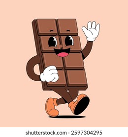 Walking chocolate bar retro cartoon