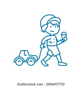 Walking in the city linear icon concept. Walking in the city line vector sign, symbol, illustration.