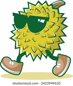 Walking Cool Durian Cartoon mascot