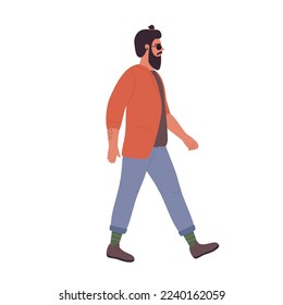 Caminando genial hombre hipster. Joven estiloso con ilustraciones vectoriales casuales