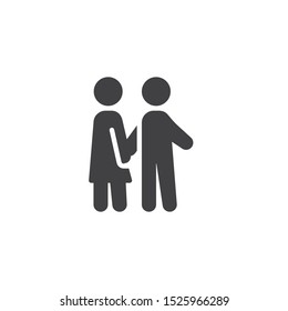 Walking couple vector icon. filled flat sign for mobile concept and web design. Man and woman holding hands each other glyph icon. Symbol, logo illustration. Vector graphics