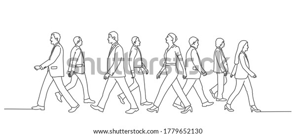 歩く人の群れ 線の描画ベクターイラスト のベクター画像素材 ロイヤリティフリー