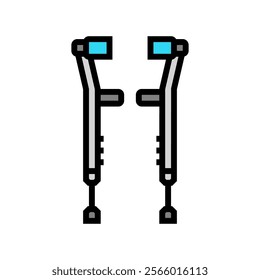 walking crutches fracture injury color icon vector. walking crutches fracture injury sign. isolated symbol illustration