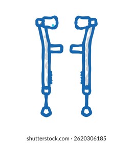 caminhando muletas fratura lesão ícone doodle esboço vetor. caminhando muletas fratura lesão sinal. símbolo isolado ilustração