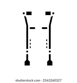 walking crutches fracture injury glyph icon vector. walking crutches fracture injury sign. isolated symbol illustration