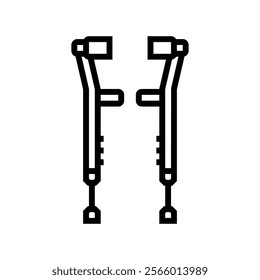 walking crutches fracture injury line icon vector. walking crutches fracture injury sign. isolated contour symbol black illustration