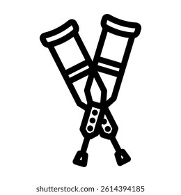 walking crutches fracture injury line icon vector. walking crutches fracture injury sign. isolated contour symbol black illustration