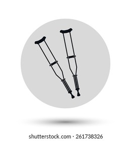 Walking crutches icon, black vector symbol