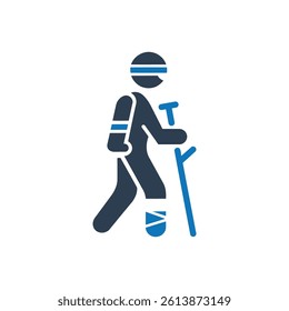 Walking with Crutches Icon On White Background