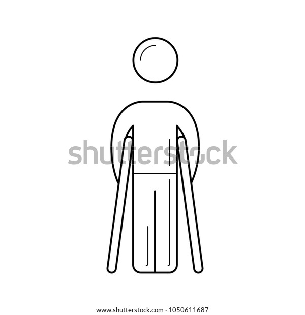 Walking Crutches Vector Line Icon Isolated Stock Vector (Royalty Free