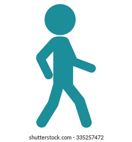 Walking Customer vector icon. Style is flat symbol, soft blue color, rounded angles, white background.