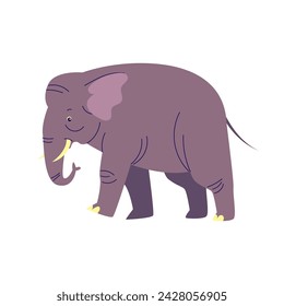 Walking Cute Elephant Cartoon Style Illustration