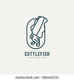 walking cuttlefish minimalist line art logo vector illustration design