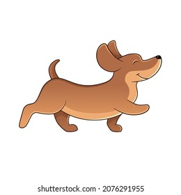walking dachshund, happy dog illustration