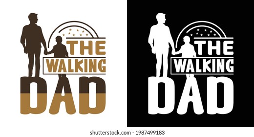 The Walking Dad Printable Vector Illustration