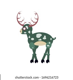 Walking Dead Animals - a deer with cloud-shaped stains on its body with black hooves and branchy horns.