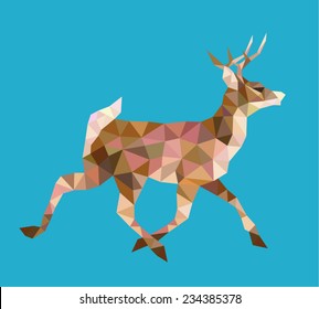 Walking deer triangle low polygon style. Nice, colorful and clean vector. Good use for your symbol, mascot, Chinese zodiac, website icon, avatar, sticker, or any design you want. Easy to use.