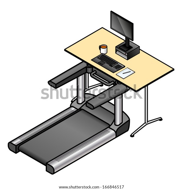 Walking Desk Office Desk Treadmill Installed Stock Vector Royalty