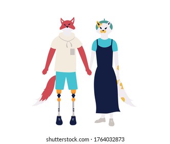 Walking with a disabled person background. Modern illustration slider site page. The concept of walking with a disabled person. Web banner help those in need. Vector image design.