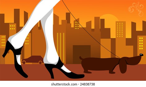 Walking with dog	