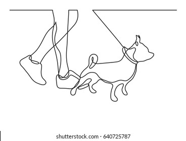 walking dog    continuous line drawing