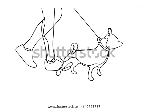 犬の散歩 連続線描き のベクター画像素材 ロイヤリティフリー