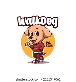 Walking Dog Cute Cartoon Creative Logo