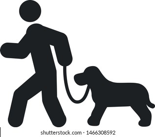 Walking dog icon. Domestic icon. Person with dog.