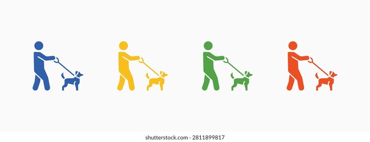 Walking Dog Icon Set Color Multiple Style Collection Illustration